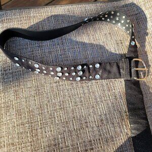 Women/Junior black belt with clear/white rhinestones